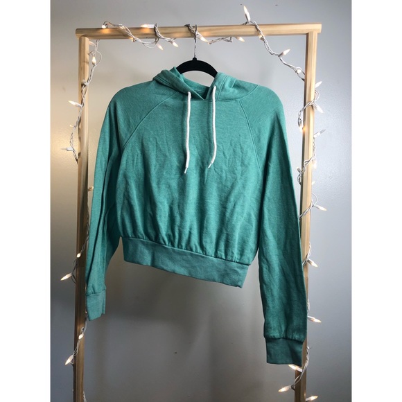 turquoise cropped hoodie